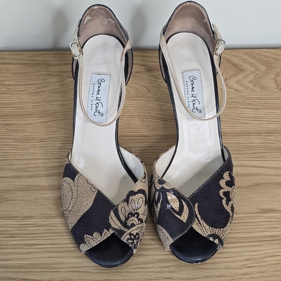 Comme il Faut Women’s Black Tan Leather Argentine Tango Dance Heels Size 11 - Picture 8 of 9